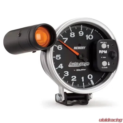 AutoMeter GAUGE; TACH; 5in.; 10K RPM; PEDESTAL W/EXT. SHIFT-LITE/MEM; BLACK; AUTO GAGE - 233906