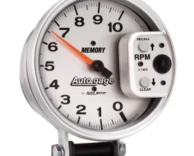 AutoMeter GAUGE; TACHOMETER; 5in.; 10K RPM; PEDESTAL W/PEAK MEMORY; SILVER; AUTO GAGE