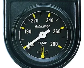 AutoMeter GAUGE CONSOLE; WATER TEMP; 1.5in.; 280deg.F; MECH; BLK DIAL; BLK BEZEL; AUTOGAGE