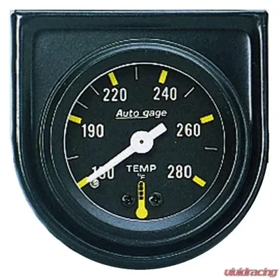 AutoMeter GAUGE CONSOLE; WATER TEMP; 1.5in.; 280deg.F; MECH; BLK DIAL; BLK BEZEL; AUTOGAGE - 2352