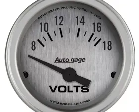 AutoMeter GAUGE CONSOLE; VOLTMETER; 2 1/16in.; 18V; SLVR DIAL; SLVR BEZEL; AUTOGAGE