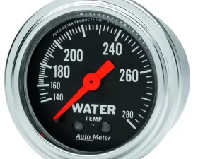 AutoMeter GAUGE; WATER TEMP; 2 1/16in.; 140-280deg.F; MECHANICAL; TRADITIONAL CHROME