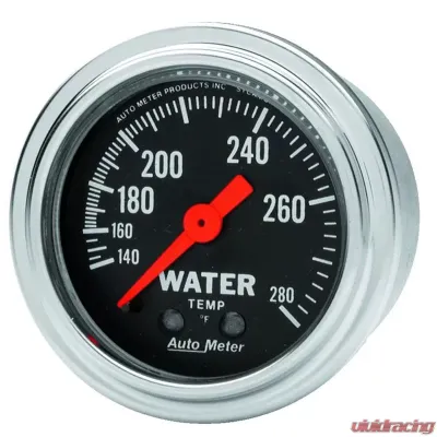 AutoMeter GAUGE; WATER TEMP; 2 1/16in.; 140-280deg.F; MECHANICAL; TRADITIONAL CHROME - 2431