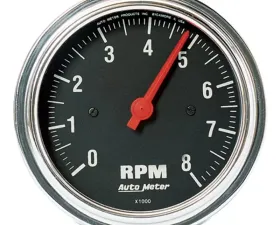 AutoMeter GAUGE; TACHOMETER; 3 3/8in.; 8K RPM; IN-DASH; TRADITIONAL CHROME
