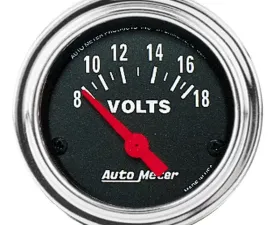 AutoMeter GAUGE; VOLTMETER; 2 1/16in.; 18V; ELEC; TRADITIONAL CHROME