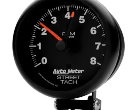 AutoMeter GAUGE; TACHOMETER; 3 3/4in.; 8K RPM; PEDESTAL W/RED LINE; Z-SERIES