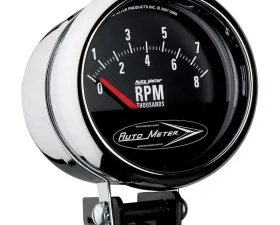 AutoMeter GAUGE; TACH; 3 3/4in.; 8K RPM; PEDESTAL W/RETRO SHORT SWEEP; TRADITIONAL CHROME