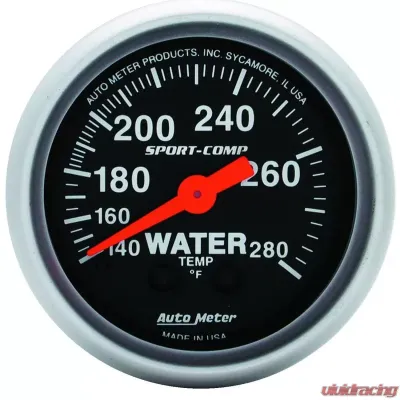 AutoMeter GAUGE; WATER TEMP; 2 1/16in.; 140-280deg.F; MECHANICAL; SPORT-COMP - 3331