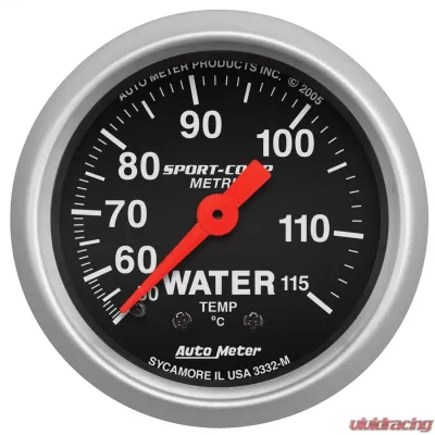 AutoMeter GAUGE; WATER TEMP; 2 1/16in.; 50-115deg.C; MECHANICAL; SPORT-COMP - 3332-M