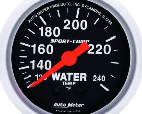 AutoMeter GAUGE; WATER TEMP; 2 1/16in.; 120-240deg.F; MECHANICAL; SPORT-COMP