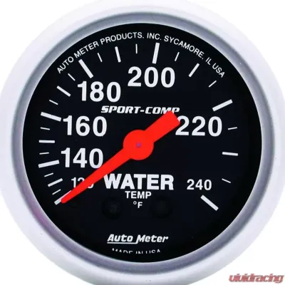 AutoMeter GAUGE; WATER TEMP; 2 1/16in.; 120-240deg.F; MECHANICAL; SPORT-COMP - 3332