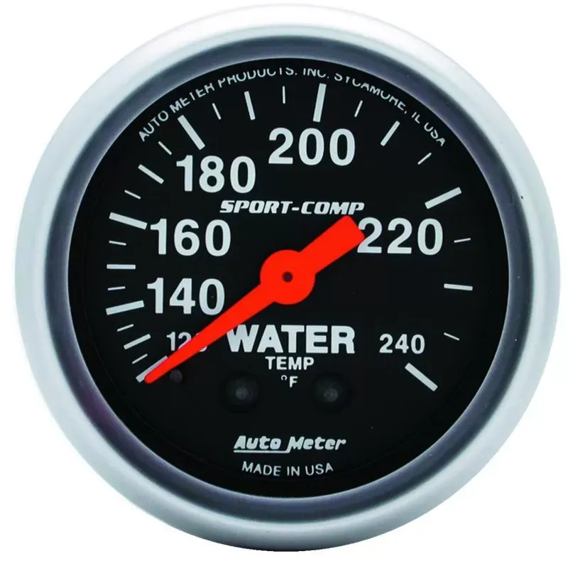 AutoMeter GAUGE; WATER TEMP; 2 1/16in.; 120-240deg.F; MECHANICAL; 12FT.; SPORT-COMP - 3333