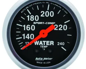 AutoMeter GAUGE; WATER TEMP; 2 1/16in.; 120-240deg.F; MECHANICAL; 12FT.; SPORT-COMP