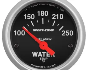 AutoMeter GAUGE; WATER TEMP; 2 1/16in.; 100-250deg.F; ELECTRIC; SPORT-COMP
