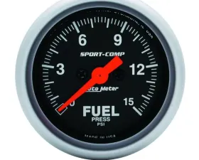 AutoMeter GAUGE; FUEL PRESSURE; 2 1/16in.; 15PSI; DIGITAL STEPPER MOTOR; SPORT-COMP