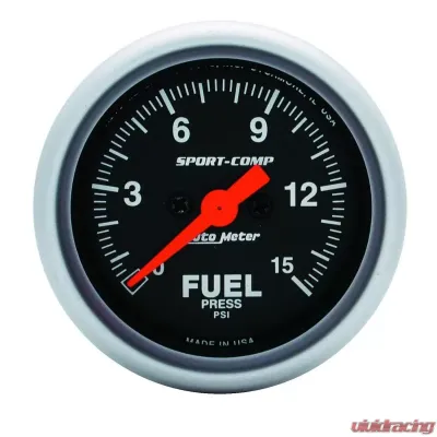AutoMeter GAUGE; FUEL PRESSURE; 2 1/16in.; 15PSI; DIGITAL STEPPER MOTOR; SPORT-COMP - 3361