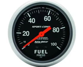 AutoMeter GAUGE; FUEL PRESSURE; 2 5/8in.; 100PSI; MECHANICAL; SPORT-COMP