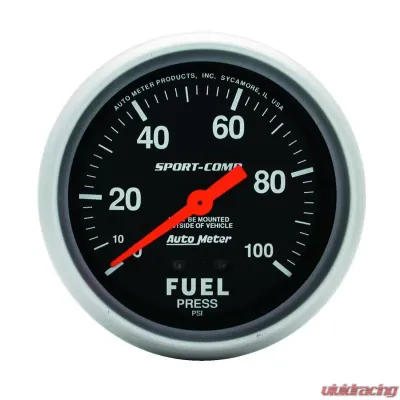 AutoMeter GAUGE; FUEL PRESSURE; 2 5/8in.; 100PSI; MECHANICAL; SPORT-COMP - 3412