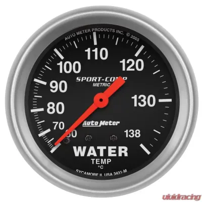 AutoMeter GAUGE; WATER TEMP; 2 5/8in.; 60-140deg.C; MECHANICAL; SPORT-COMP - 3431-M