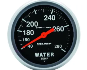 AutoMeter GAUGE; WATER TEMP; 2 5/8in.; 140-280deg.F; MECHANICAL; SPORT-COMP