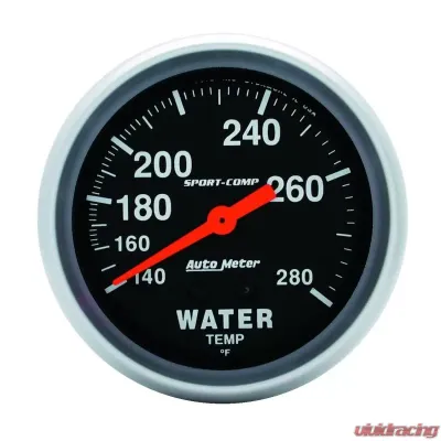 AutoMeter GAUGE; WATER TEMP; 2 5/8in.; 140-280deg.F; MECHANICAL; SPORT-COMP - 3431