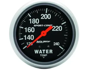 AutoMeter GAUGE; WATER TEMP; 2 5/8in.; 120-240deg.F; MECHANICAL; SPORT-COMP