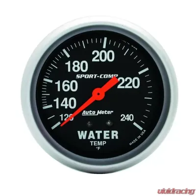 AutoMeter GAUGE; WATER TEMP; 2 5/8in.; 120-240deg.F; MECHANICAL; SPORT-COMP - 3432