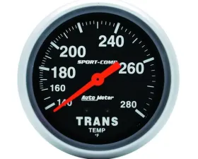 AutoMeter GAUGE; TRANSMISSION TEMP; 2 5/8in.; 140-280deg.F; MECHANICAL; 8FT.; SPORT-COMP