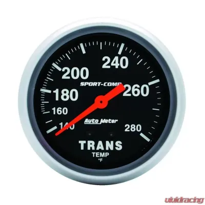 AutoMeter GAUGE; TRANSMISSION TEMP; 2 5/8in.; 140-280deg.F; MECHANICAL; 8FT.; SPORT-COMP - 3451