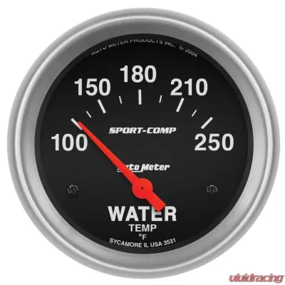 AutoMeter GAUGE; WATER TEMP; 2 5/8in.; 100-250deg.F; ELECTRIC; SPORT-COMP - 3531