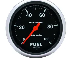 AutoMeter GAUGE; FUEL PRESSURE; 2 5/8in.; 100PSI; DIGITAL STEPPER MOTOR; SPORT-COMP
