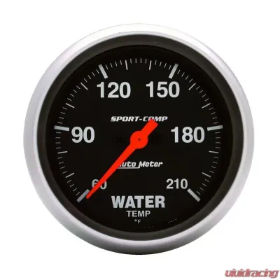 AutoMeter GAUGE; LOW WATER TEMP; 2 5/8in.; 60-210deg.F; DIGITAL STEPPER MOTOR; SPORT-COMP - 3569