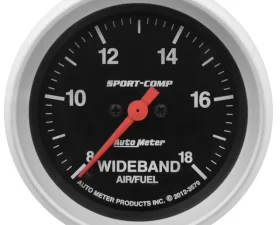 AutoMeter GAUGE; AIR/FUEL RATIO-WIDEBAND; ANALOG; 2 5/8in.; 8:1-18:1; STPR MTR; SPORT-COMP