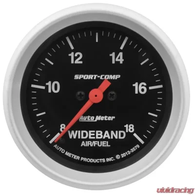 AutoMeter GAUGE; AIR/FUEL RATIO-WIDEBAND; ANALOG; 2 5/8in.; 8:1-18:1; STPR MTR; SPORT-COMP - 3579