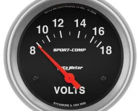 AutoMeter GAUGE; VOLTMETER; 2 5/8in.; 18V; ELECTRIC; SPORT-COMP