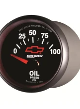 AutoMeter GAUGE; OIL PRESSURE; 2 1/16in.; 100PSI; ELECTRIC; CHEVY RED BOWTIE; BLACK                                     - 3627-00406 - Image 2