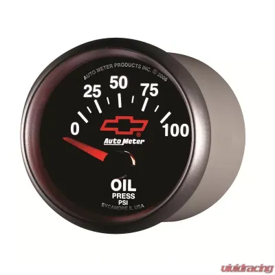 AutoMeter GAUGE; OIL PRESSURE; 2 1/16in.; 100PSI; ELECTRIC; CHEVY RED BOWTIE; BLACK - 3627-00406