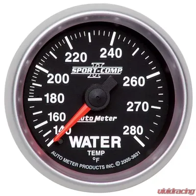 AutoMeter GAUGE; WATER TEMP; 2 1/16in.; 140-280deg.F; MECHANICAL; SPORT-COMP II - 3631