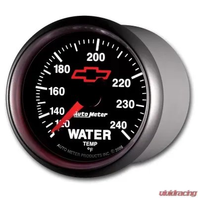 AutoMeter GAUGE; WATER TEMP; 2 1/16in.; 120-240deg.F; MECHANICAL; CHEVY RED BOWTIE; BLACK - 3632-00406