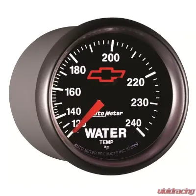 AutoMeter GAUGE; WATER TEMP; 2 1/16in.; 120-240deg.F; MECHANICAL; CHEVY RED BOWTIE; BLACK - 3632-00406
