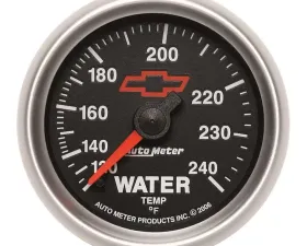 AutoMeter GAUGE; WATER TEMP; 2 1/16in.; 120-240deg.F; MECHANICAL; CHEVY RED BOWTIE; BLACK
