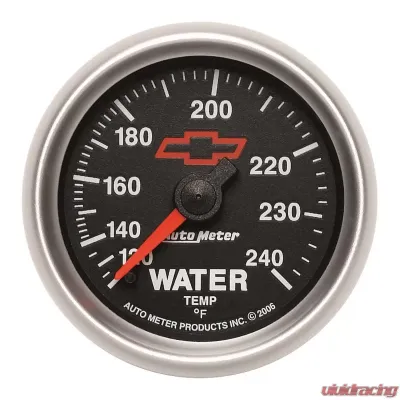 AutoMeter GAUGE; WATER TEMP; 2 1/16in.; 120-240deg.F; MECHANICAL; CHEVY RED BOWTIE; BLACK - 3632-00406