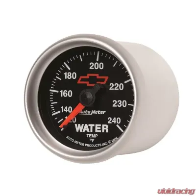 AutoMeter GAUGE; WATER TEMP; 2 1/16in.; 120-240deg.F; MECHANICAL; CHEVY RED BOWTIE; BLACK - 3632-00406