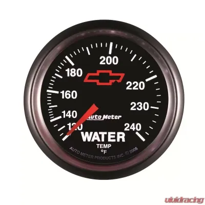 AutoMeter GAUGE; WATER TEMP; 2 1/16in.; 120-240deg.F; MECHANICAL; CHEVY RED BOWTIE; BLACK - 3632-00406