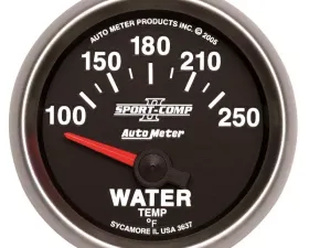 AutoMeter GAUGE; WATER TEMP; 2 1/16in.; 100-250deg.F; ELECTRIC; SPORT-COMP II