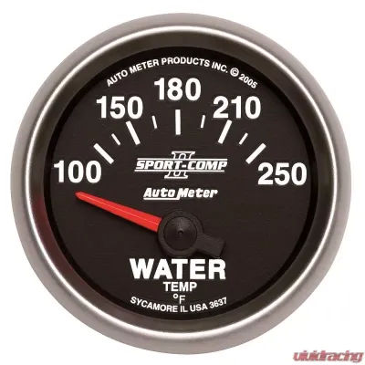 AutoMeter GAUGE; WATER TEMP; 2 1/16in.; 100-250deg.F; ELECTRIC; SPORT-COMP II - 3637