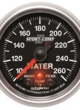 AutoMeter GAUGE; WATER TEMP; 2 1/16in.; 100-260deg.F; STEPPER MOTOR W/PEAK/WRN; SPORT-COMP                                     - 3654 - Image 6