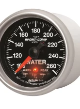 AutoMeter GAUGE; WATER TEMP; 2 1/16in.; 100-260deg.F; STEPPER MOTOR W/PEAK/WRN; SPORT-COMP                                     - 3654 - Image 2