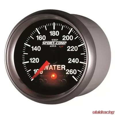 AutoMeter GAUGE; WATER TEMP; 2 1/16in.; 100-260deg.F; STEPPER MOTOR W/PEAK/WRN; SPORT-COMP - 3654