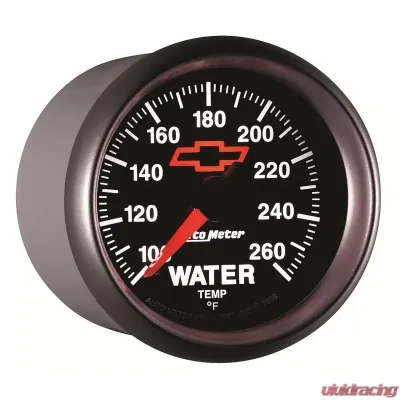 AutoMeter GAUGE; WATER TEMP; 2 1/16in.; 100-260deg.F; DIGITAL STEPPER MOTOR; CHEVY RED BOW - 3655-00406